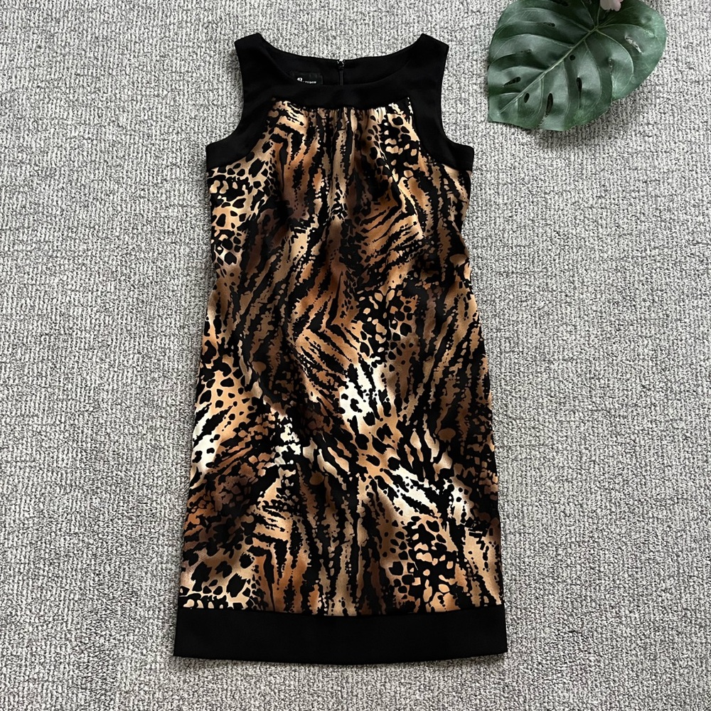 Ab Studio Animal Print U-neck Midi Dress Size 2 - Picture 6 of 16